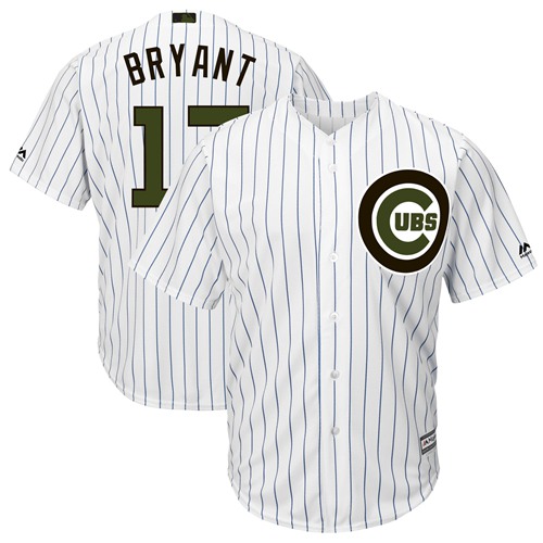 Cubs #17 Kris Bryant White(Blue Strip) New Cool Base 2018 Memorial Day Stitched MLB Jersey
